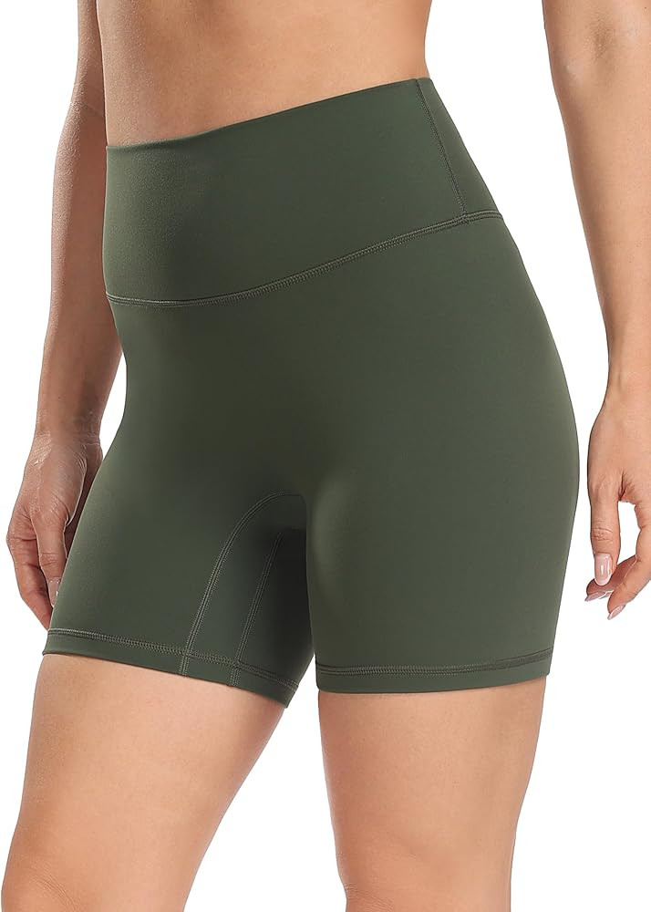 YUNOGA Women's High Waist Athletic Shorts 6" Inseam Yoga Shorts No Front Seam Workout Running Bik... | Amazon (US)