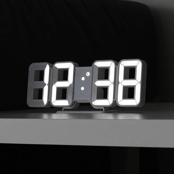 mooas 3D Pure Mini White LED Clock, Multi-Function LED Clock (Calendar, Alarm, Temperature) (8.5"... | Amazon (US)