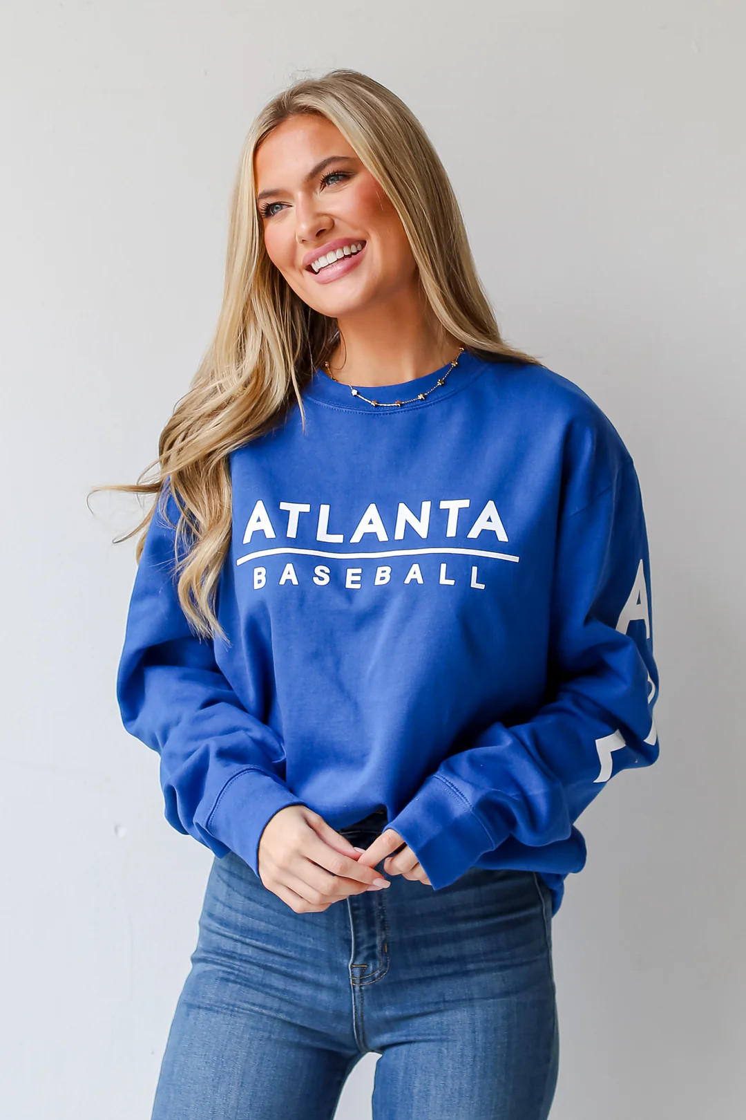 Royal Blue Atlanta Baseball Pullover | Dress Up