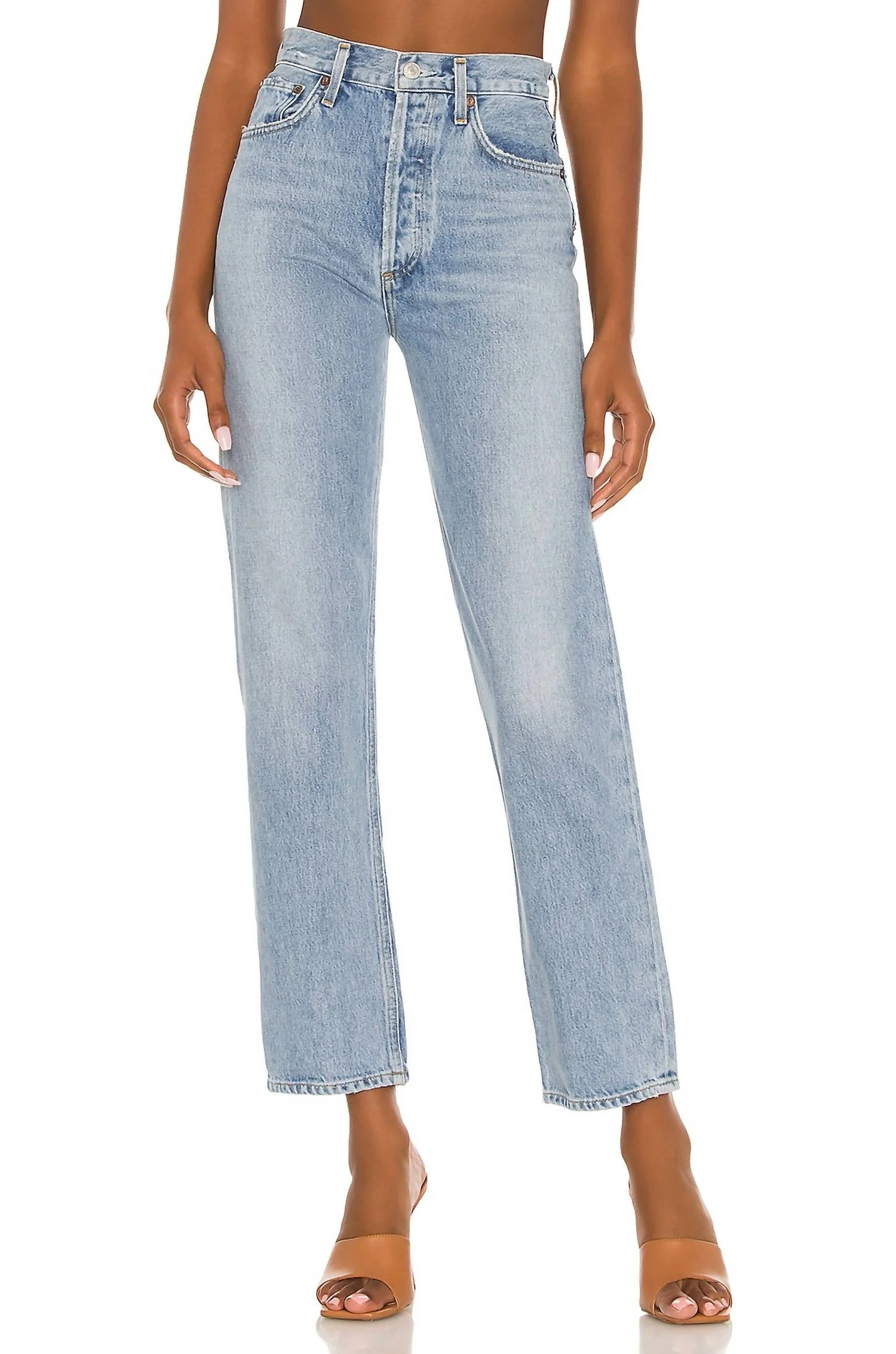 Women's 90's Pinch Waist High Rise Straight Jeans In Soundwave | Shop Simon