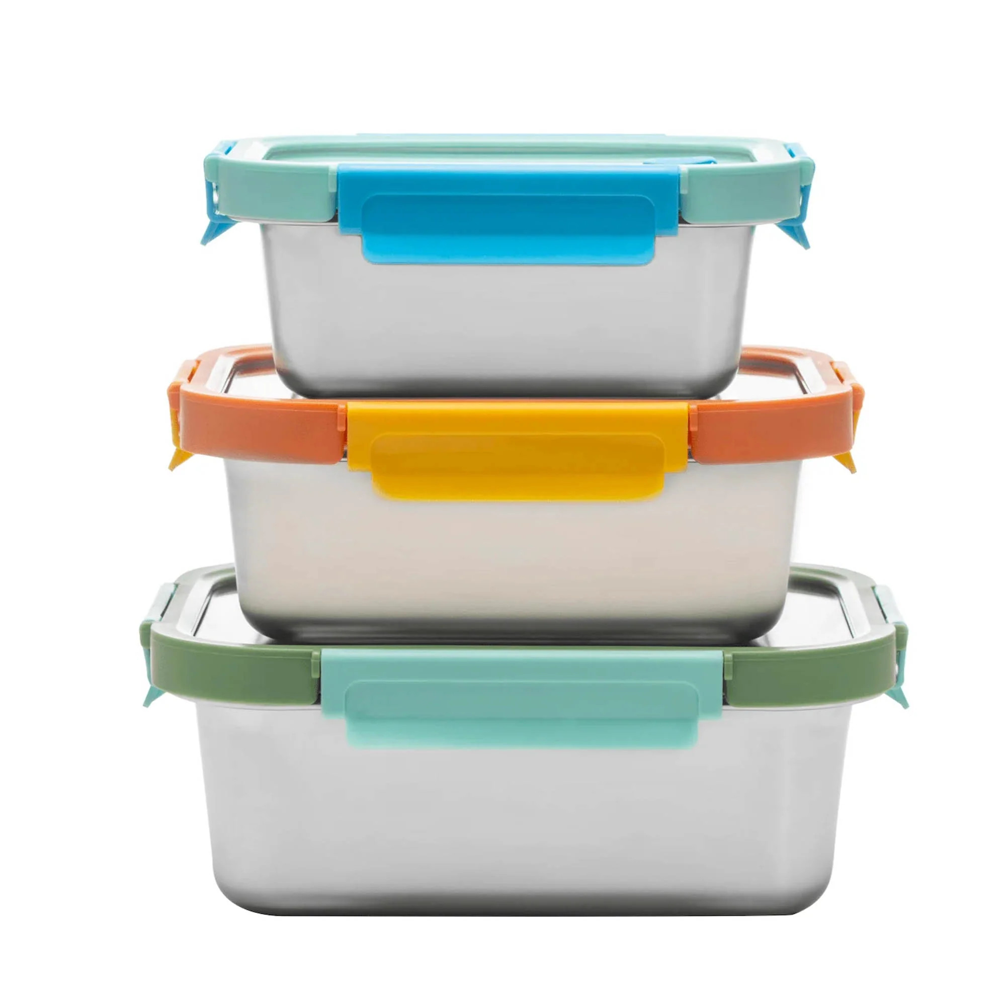 Genicook Mix & Match Stainless Steel Microwave Safe 6-Piece Set with Glass Lids | Sabavi Home