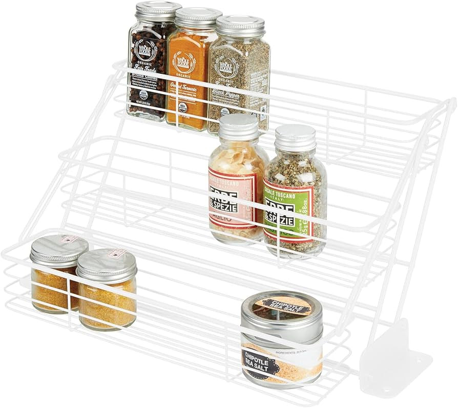 mDesign Metal 3-Tier Pull Down Spice Rack - Easy Reach Retractable Large Capacity Kitchen Storage... | Amazon (US)