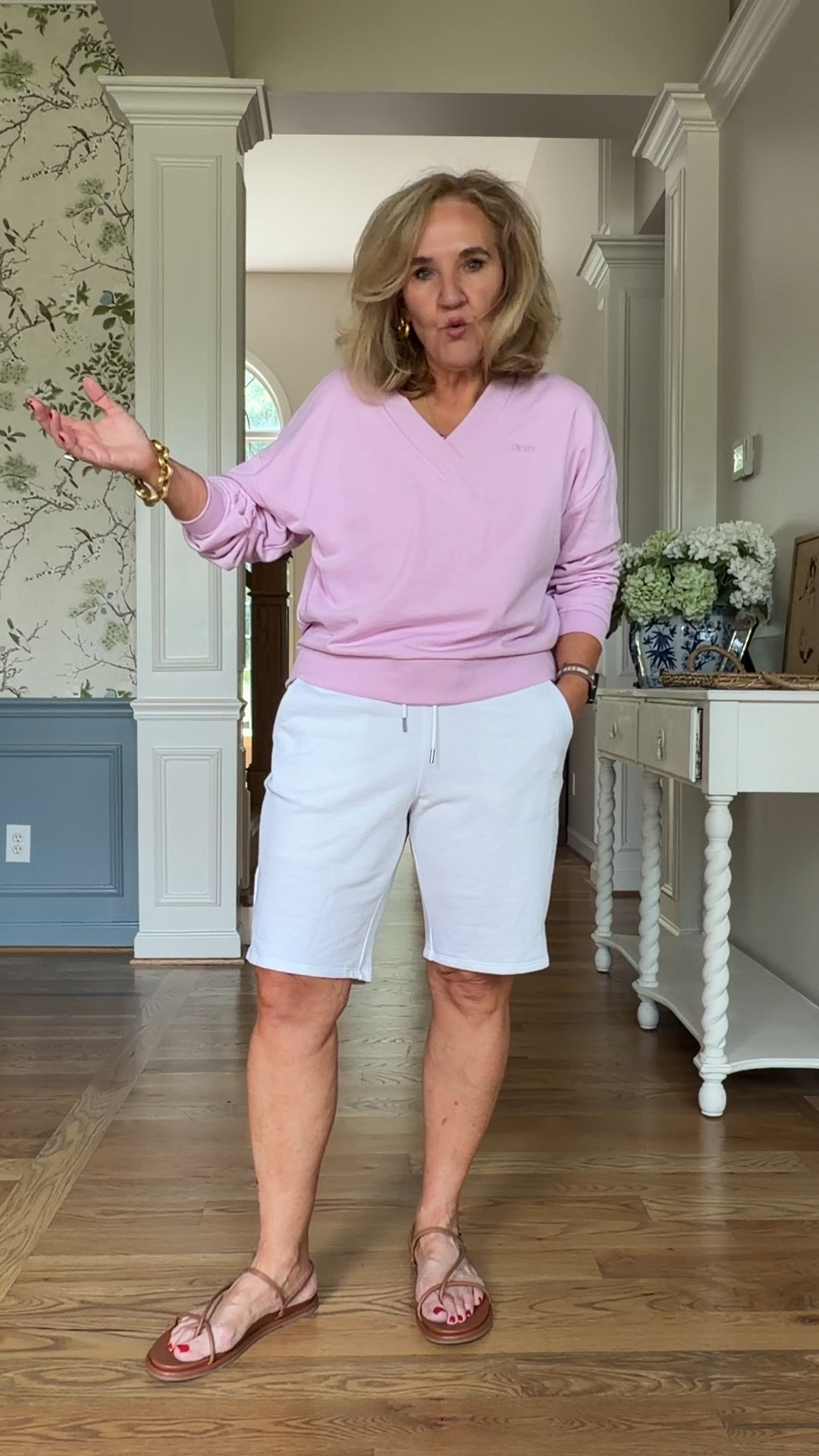 Summer loungewear? Yes please! Wearing a medium. Long white sweatpant shorts and vneck top are cute enough ho wear out and perfect for the AC or boat days

#LTKOver40 #LTKSeasonal #LTKootd