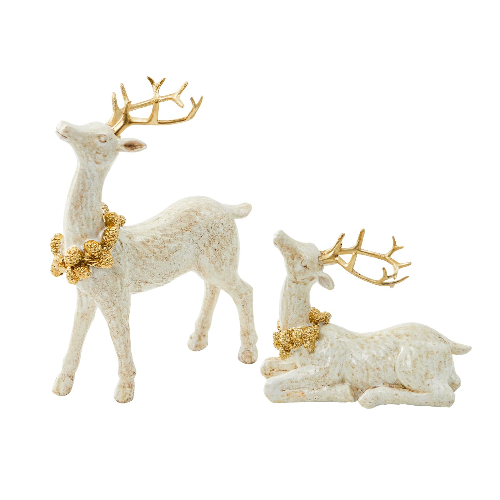 DN DECONATION 2PCS Christmas Reindeer Decoration, Chritmas Clearance Small White and Gold Christm... | Amazon (US)