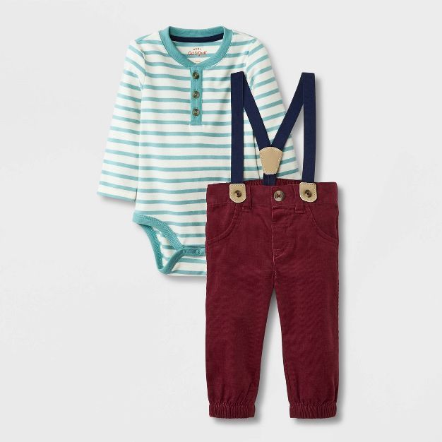 Baby Boys' Corduroy Henley Suspender Set - Cat & Jack™ Off-White | Target