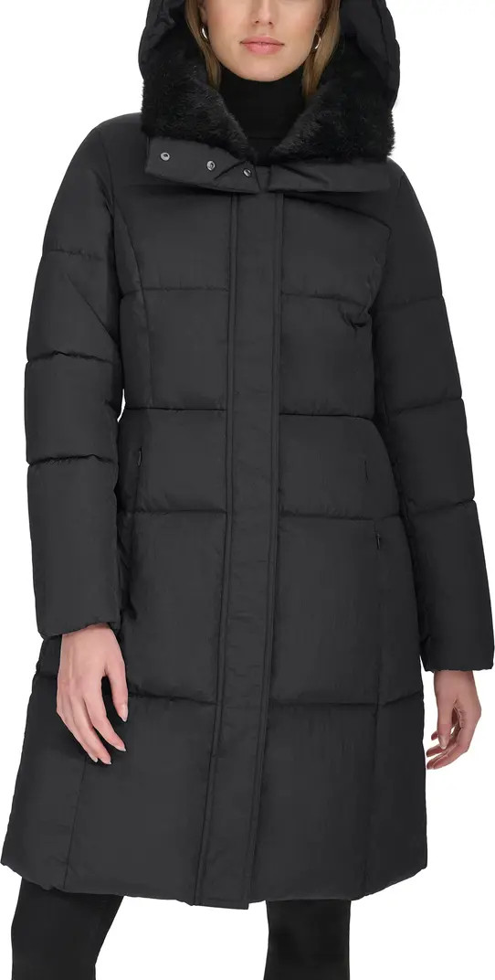 Channel Quilted Shimmer Nylon Puffer Coat with Removable Hood | Nordstrom