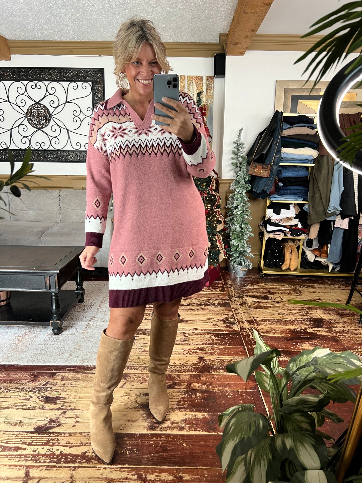 Sweater dress size 12
Winter outfit idea 

#LTKMidsize #LTKFindsUnder50 #LTKOver40
