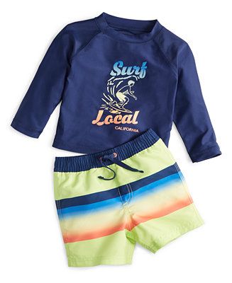 Baby Boys 2-Pc. Surf Local Rash Guard & Swim Trunks Set, Created for Macy's | Macys (US)