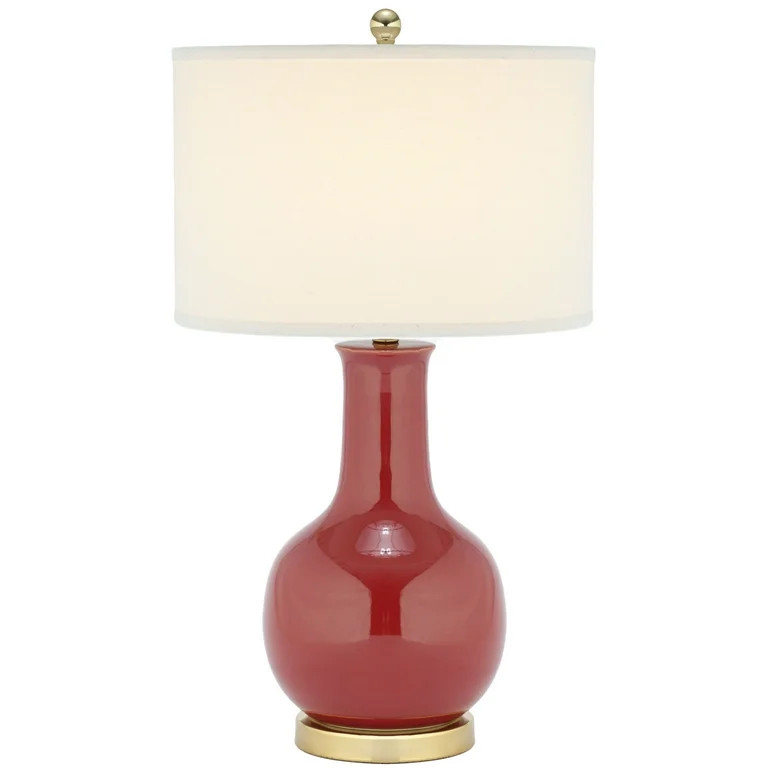 SAFAVIEH Red 28 in. Glam Gold Ceramic Table Lamp with Off-white 100% Cotton Shade | Walmart (US)