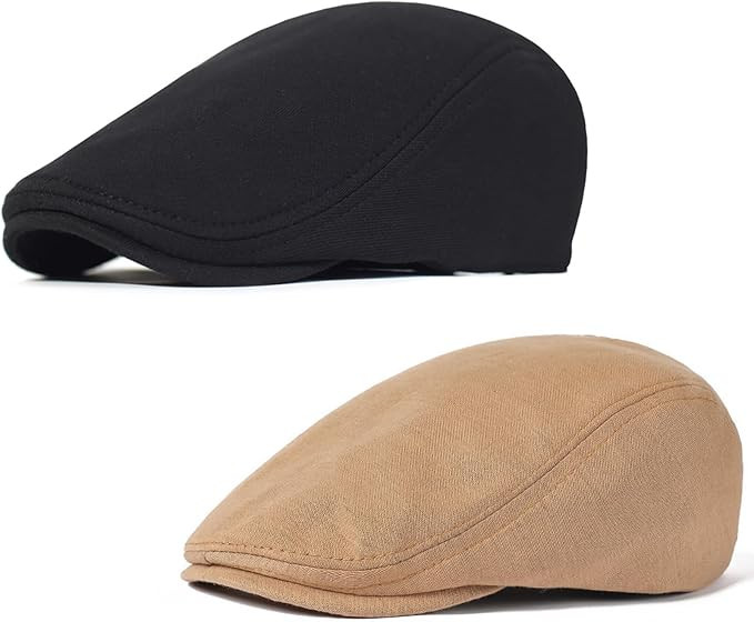 2 Pcs Mens Womens Newsboy Flat Cap Beret Hat Ivy Irish Gatsby Driving Cabbie Hat | Amazon (US)