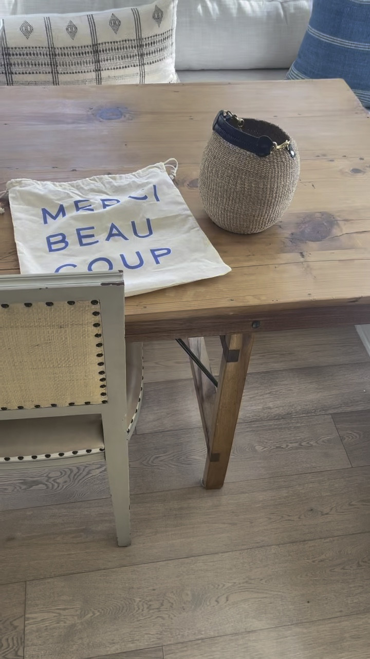 This is the perfect summer top handle woven bag that will fit my phone, keys, wallet, sunscreen, sun and more. You can choose whatever strap you want! I chose the gold chain