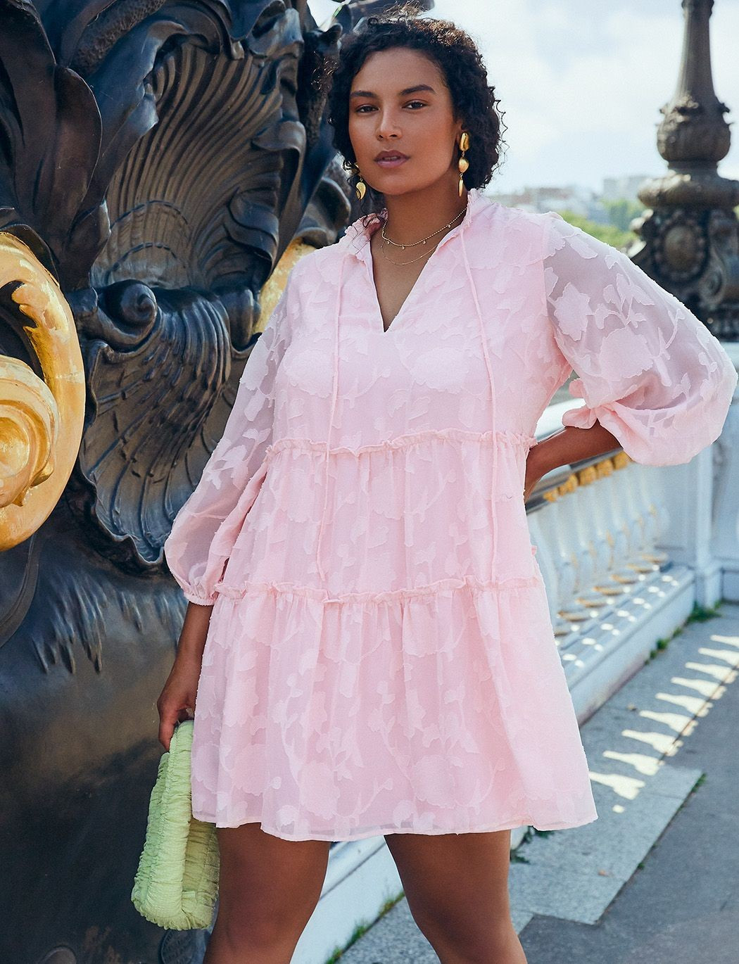 Tiered Dress W Ruffle Sleeve Neck | Eloquii