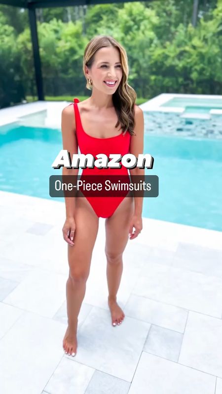 Amazon swim. Amazon swimsuits. Amazon bathing suits. Amazon one piece swimsuits. Amazon one piece bathing suits. Resort wear. Beach vacation. Honeymoon. Bachelorette swimsuit.

#1: Wearing small and TTS. Straps are adjustable. Full coverage.
#2: Wearing small. Tie straps are adjustable. Cheeky bottoms. Runs small so consider sizing up. 
#3: XS and adjustable straps. It bunches up on me so might be better on a longer torso. Moderate coverage. 
#4: XXS and tummy control. Moderate coverage. So chic!!
#5. XS and moderate coverage. Zipper is functional. 

#LTKswim #LTKtravel #LTKunder50