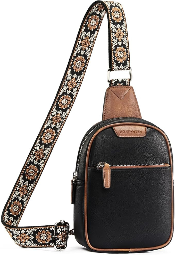 BOSTANTEN Sling Bag for Women Crossbody Purse, Small Leather Crossbody Bags Fanny Pack for Travel | Amazon (US)