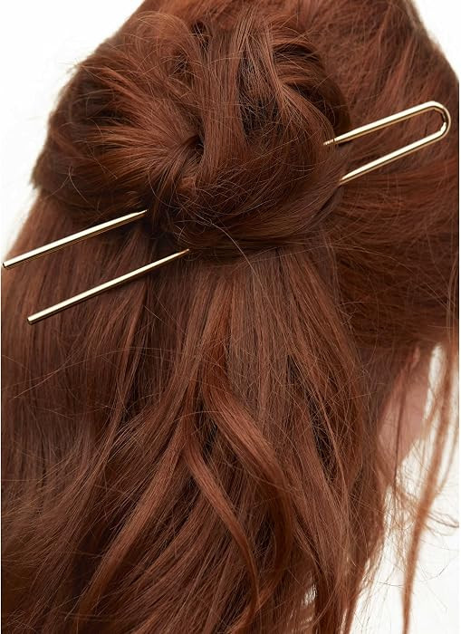 Day Rate Beauty Power Pin 7-Inch, Large U-Shaped French Hair Pin for Buns, French Twists and Updos, Hand-Dipped 14K Gold Hair Accessory, Made in USA | Amazon (US)