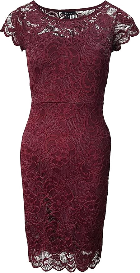 ODCOCD Women's Knee Length Short Sleeve Elegant Lace Dresses/Linning Dresses | Amazon (US)