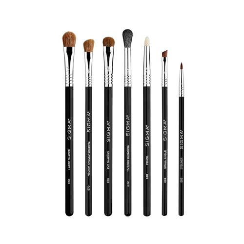 Sigma Beauty Basic Eye Makeup Brush Set – Classic Eye Makeup Brushes with Premium Fibers and Sleek, Durable Handles for Eyeliner, Eyeshadow, & Eyebrows, Includes 7 Black Makeup Brushes | Amazon (US)
