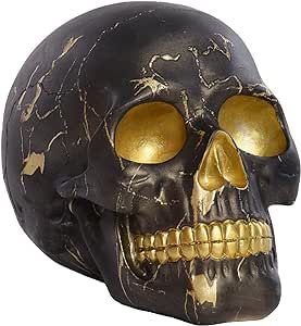 Saysmile Life Size Human Adult Skull Model, Gold Resin Skeleton Head Skull Decor Home Table Ornam... | Amazon (US)