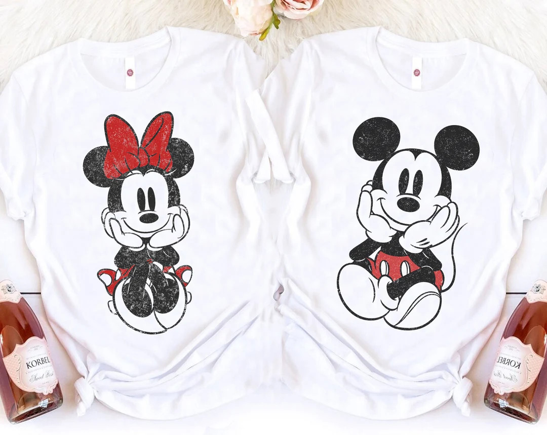 Disney Mickey and Minnie Mouse Classic Sitting T-shirt, Disney Couples Shirt, Mickey and Friends ... | Etsy (US)