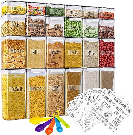 Amazon.com: Food Storage Container Set, 24 Pack Plastic BPA-free Canisters Kitchen & Pantry Organ... | Amazon (US)