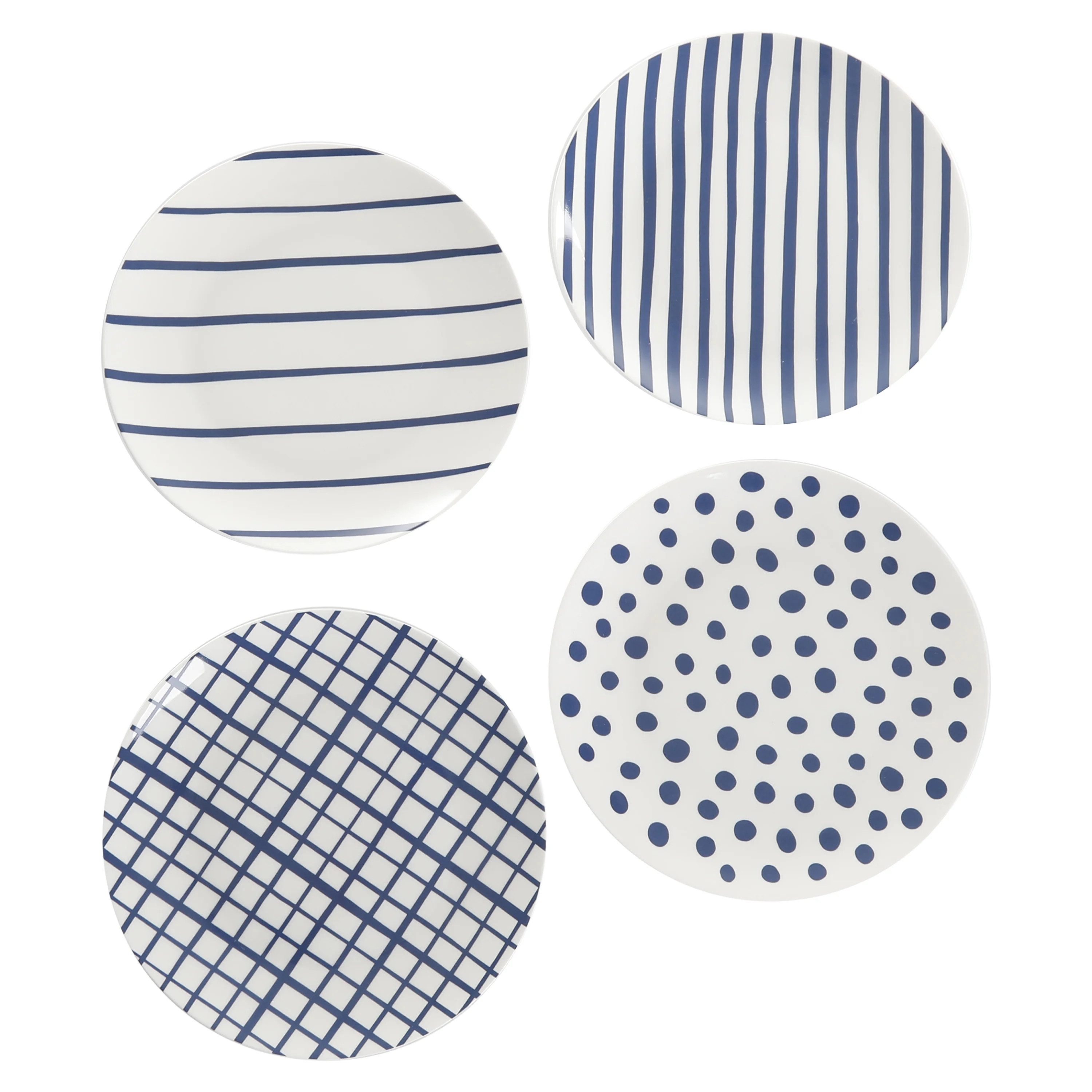 Gap Home New Blue 8-Inch Blue & White Assorted Fine Ceramic Salad Plates, Set of 4 - Walmart.com | Walmart (US)