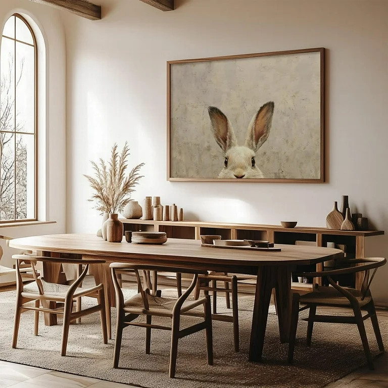 Vintage Bunny Painting Rabbit Wall Art Print Cute Animal Poster Canvas Painting for Living Room V... | Walmart (US)