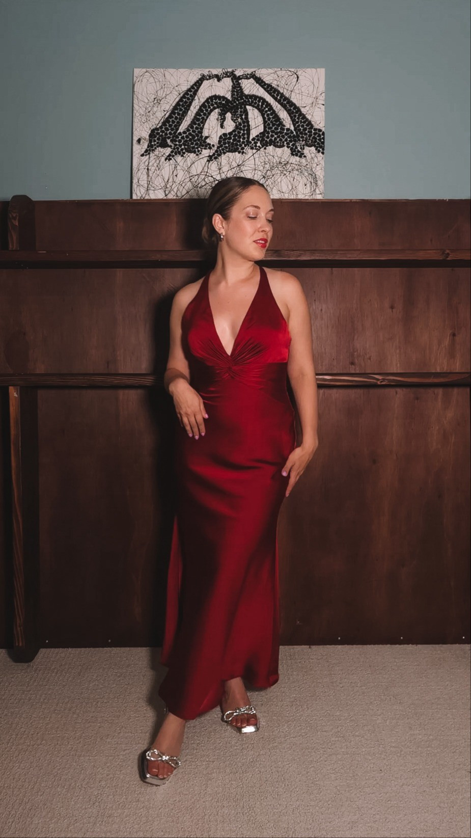 the perfect red wedding guest dress 🌹 this is in the deep claret satin charmeuse fabric. use BrynnT to get 10% off at aw bridal. 

#LTKparties #LTKhome #LTKwedding