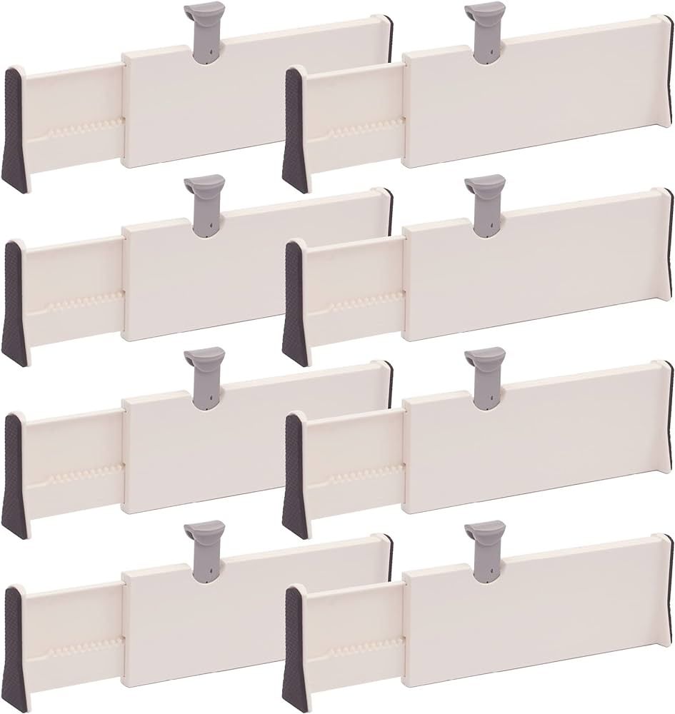 TENABORT Set of 8 Adjustable Drawer Dividers Organizer Separators Plastic Dresser Organizer for ... | Amazon (US)