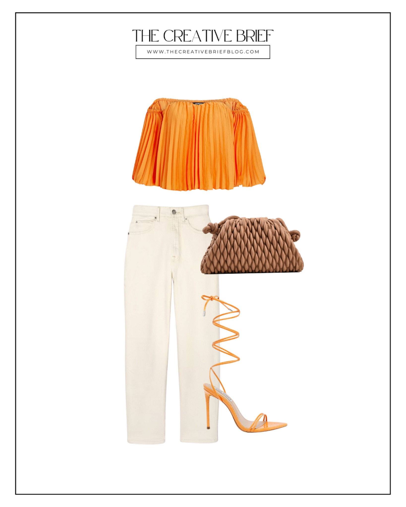 Spring blouse, date night, orange outfit, cream denim, braided clutch, Steve Madden heels, off the shoulder top, spring style, Nashville outfit

#LTKstyletip #LTKunder100 #LTKshoecrush