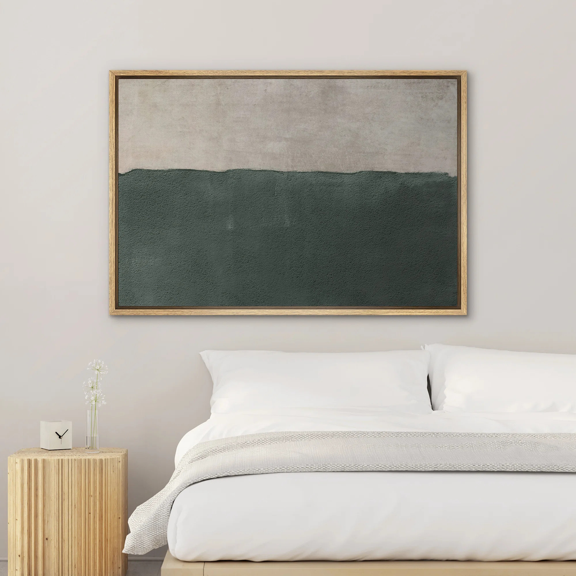 IDEA4WALL Minimal Landscape Pastel Green Modern Contemporary Art Chic Minimalist Room Decor Frame... | Wayfair North America