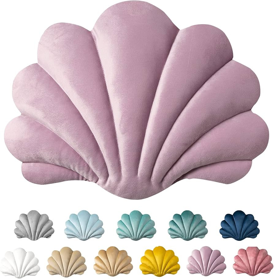 Ashler 3D Throw Pillows Shell Shaped Accent Throw Pillow , Soft Velvet Insert Included Cushion fo... | Amazon (US)