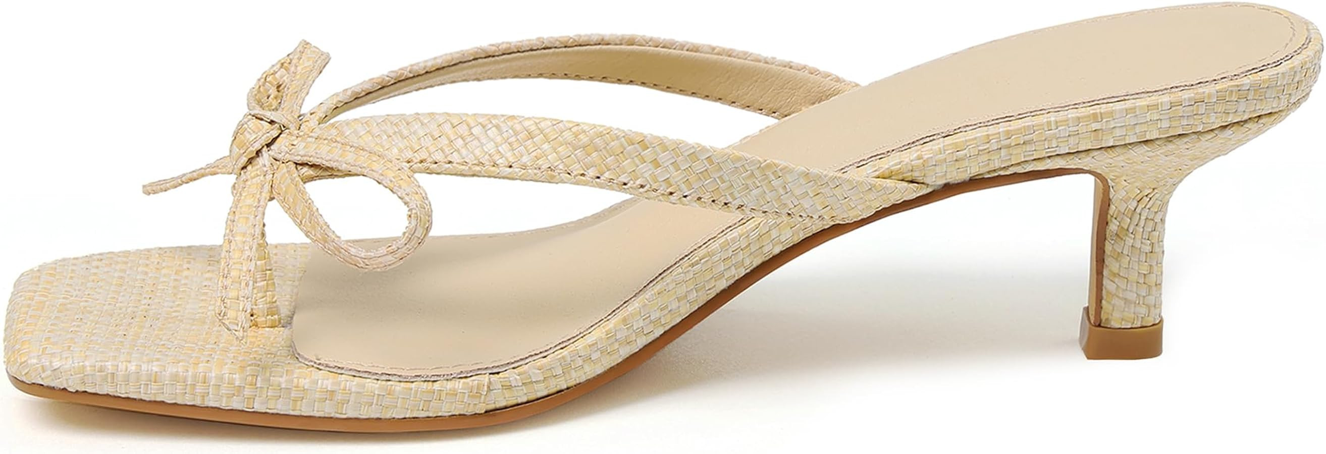 Mattiventon Kitten Heels Flip Flop Heels with Bow | Amazon (US)