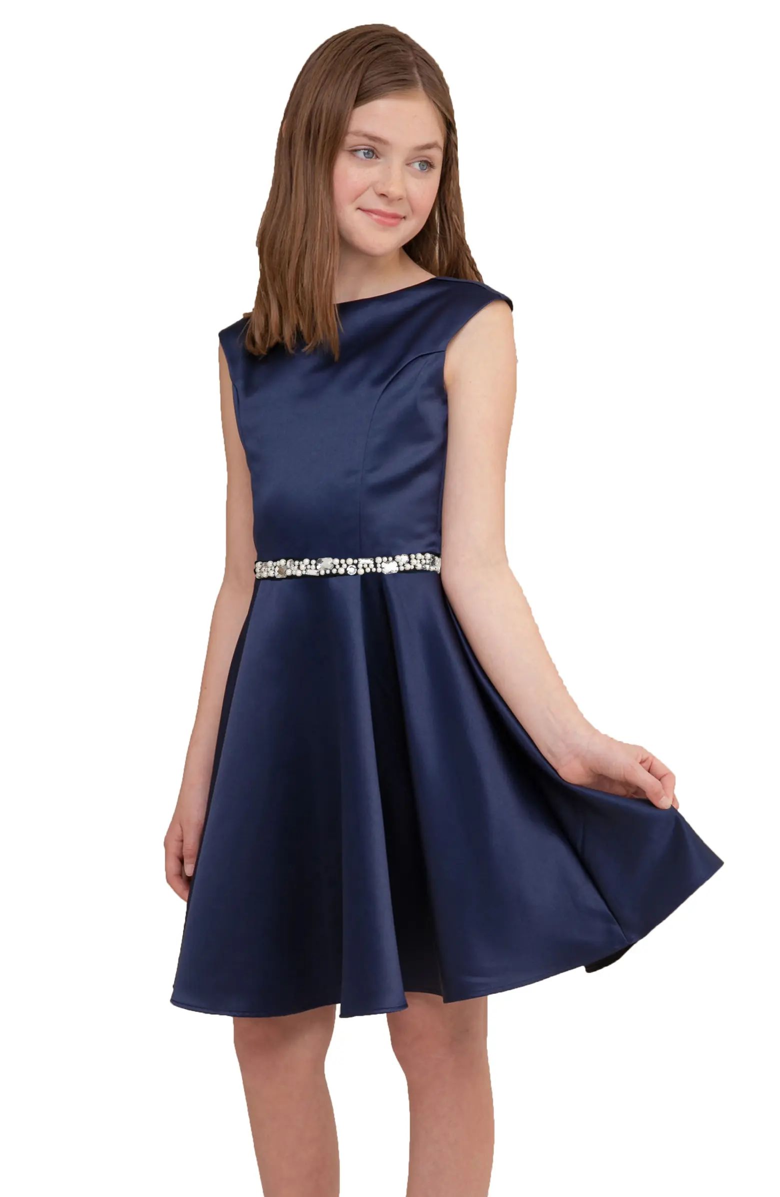 Un Deux Trois Kids' Cap Sleeve Satin Dress | Nordstrom | Nordstrom