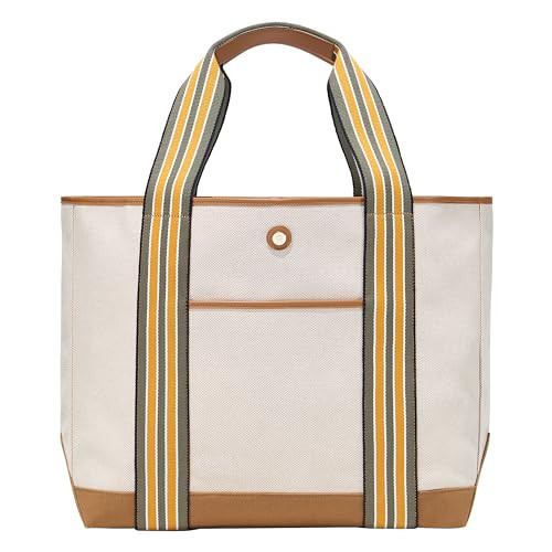 Paravel Cabana Tote Bag | Made with Recycled Canvas Material & Vegan Leather | Premium Everyday Tote Bag | Shandy, Small | Amazon (US)