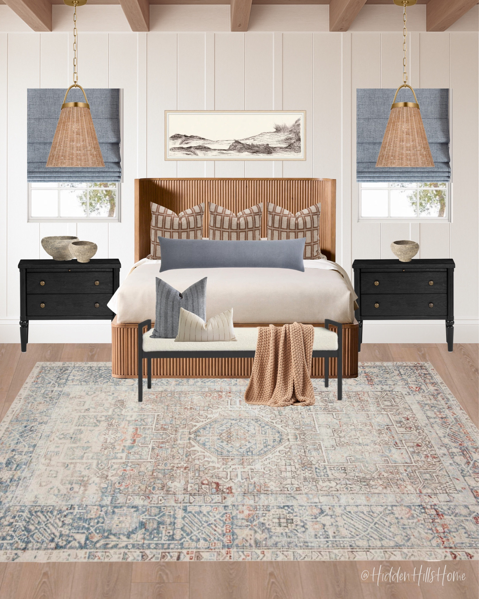 Master Bedroom decor mood board, bedroom design ideas, bedding, home decor inspiration, bedroom rug, nightstands #bed

#LTKSeasonal #LTKHome #LTKSaleAlert