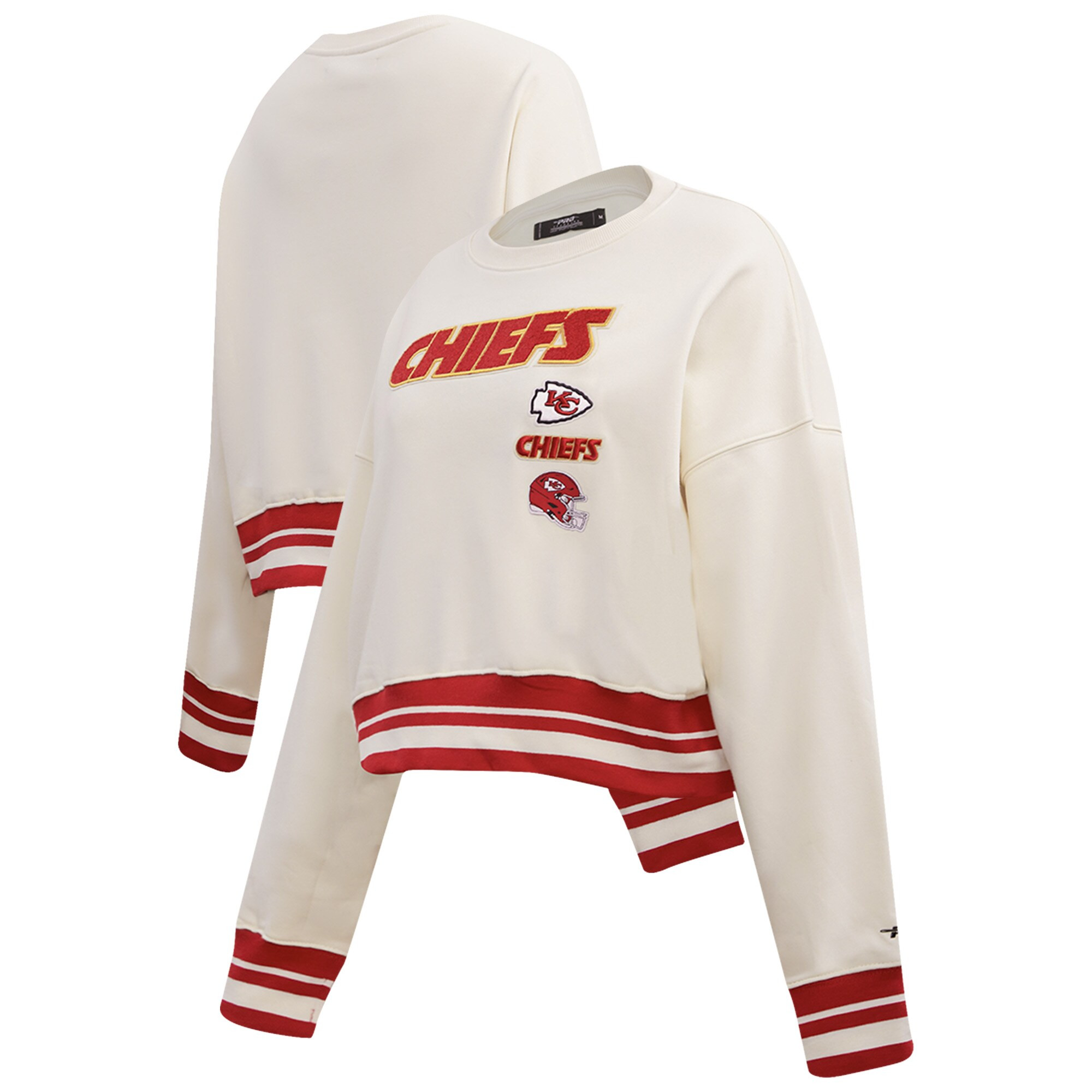 Kansas City Chiefs Pro Standard Women's Retro Classic Cropped Fleece Pullover Sweatshirt - Cream | Fanatics