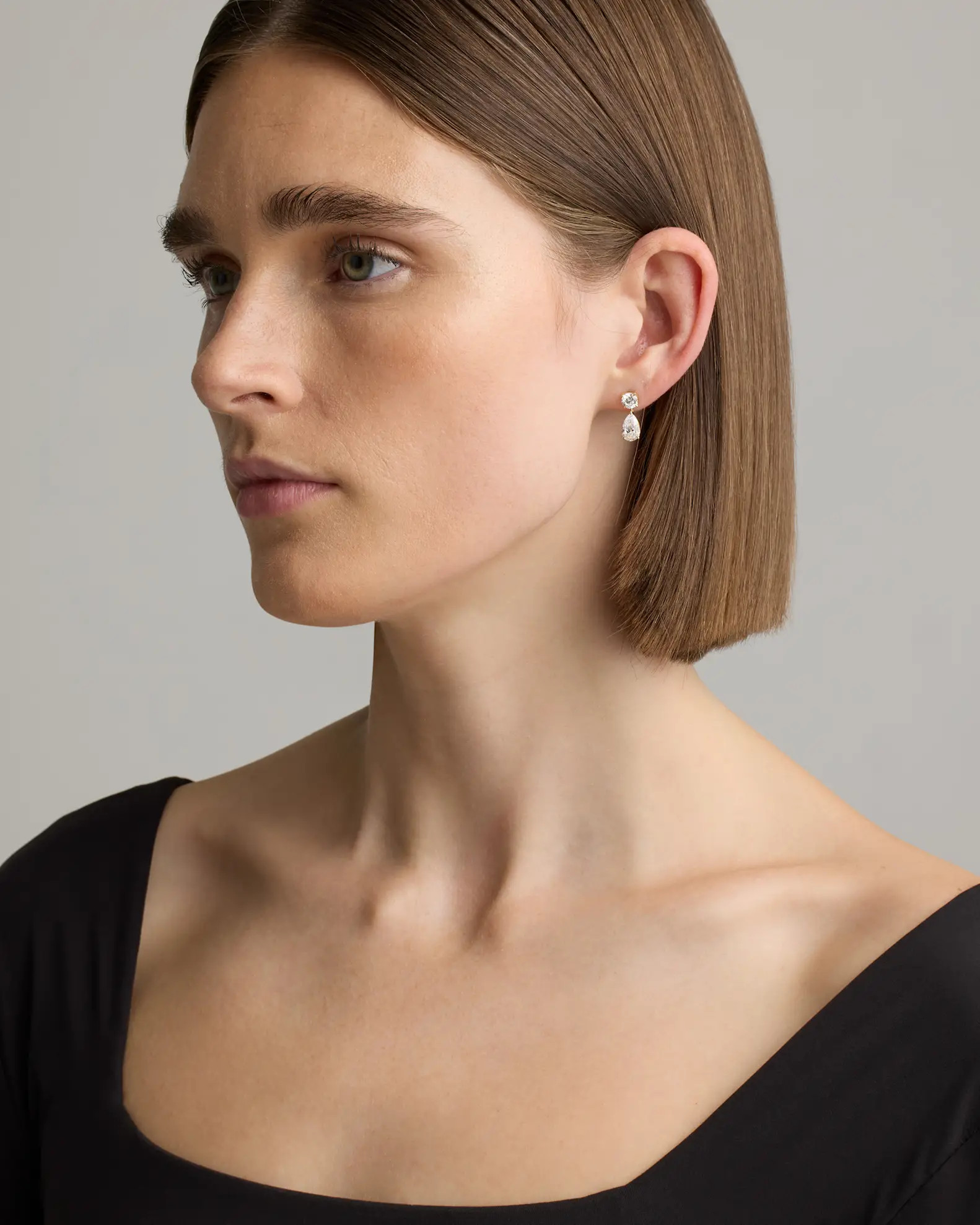 14K Gold Lab Grown Diamond Round & Pear Drop Earrings in Yellow Gold | Quince