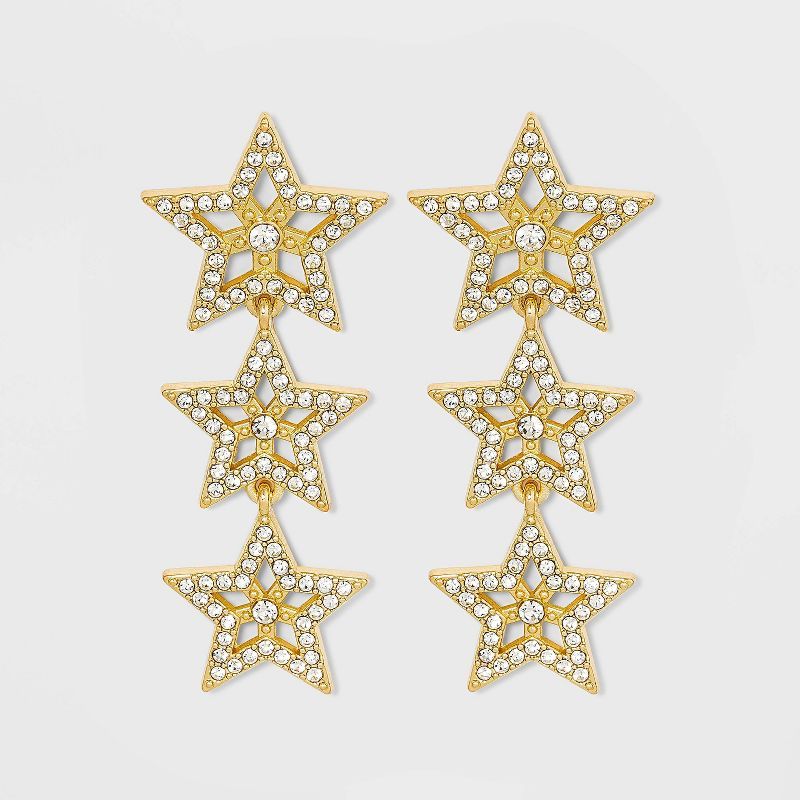 SUGARFIX by BaubleBar Stacked Star Drop Earrings - Metallic Gold | Target