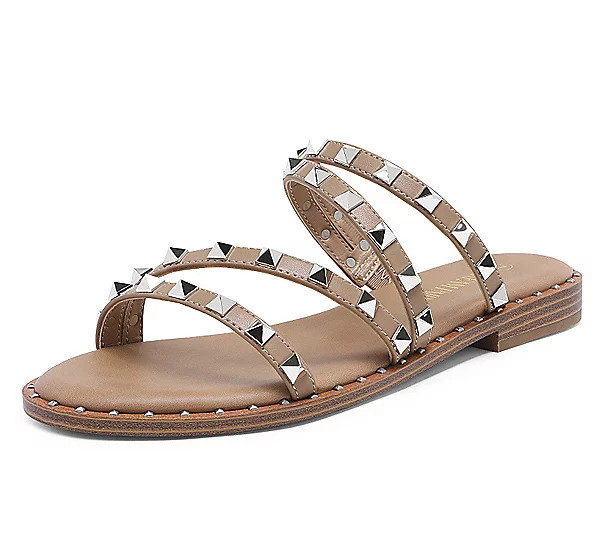 Dream Pairs Women's Studded Rhinestone Sandals | QVC