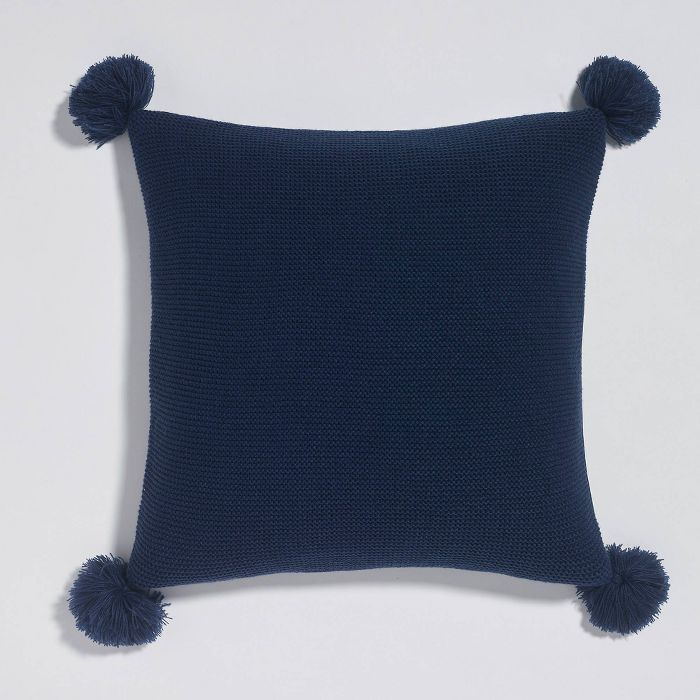 18"x18" Sweater Knit Pom-Pom Reversible Throw Pillow - Sure Fit | Target