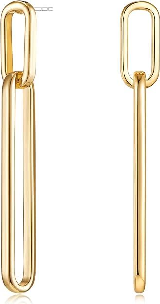 MUYAN Geometric Link Drop Dangle Earrings for Women Long Link Dangle Earrings Jewelry Gold Silver... | Amazon (US)