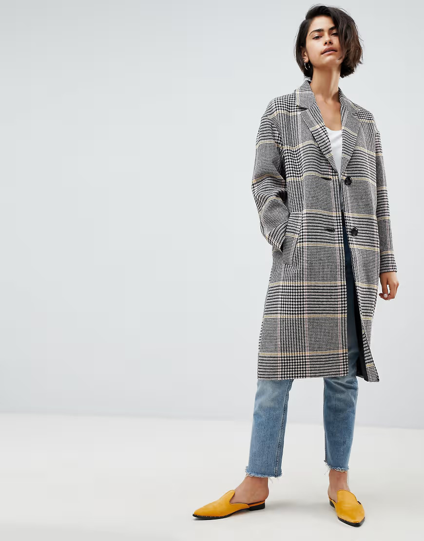 ASOS DESIGN coat in colored check-Multi | ASOS (Global)
