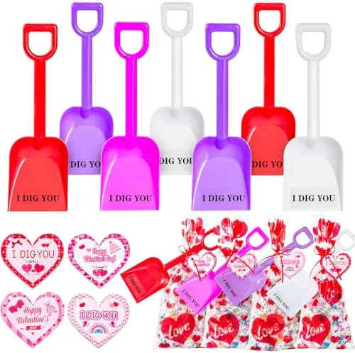 MGparty 24 Pack Valentine's Day Cards with Plastic Shovels, I Dig You Stickers, Gift Bags, School... | Amazon (US)