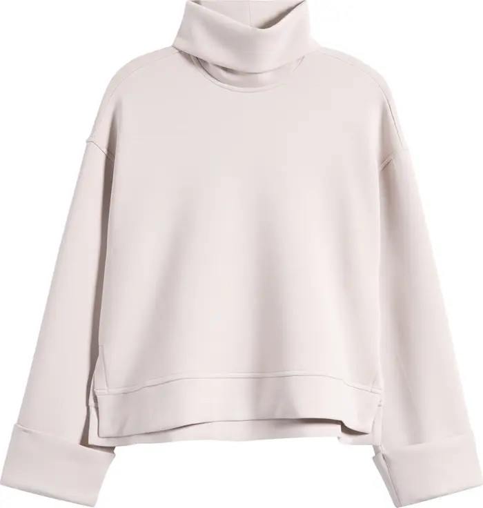 SPANX® Cuffed Sleeve Crop Turtleneck Sweatshirt | Nordstrom | Nordstrom