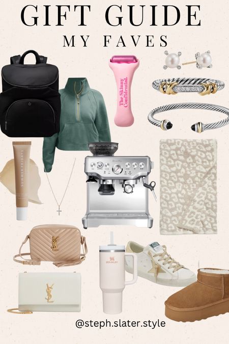 Holiday gift guide. Christmas gift guide. Womens gift guide. Gift guide for her. Luxe gift guide. Designer bag. Golden goose. Ice roller. Lululemon. Espresso machine. Dainty diamond cross necklace. Cross necklace. Nice jeweler. Pearl earrings. Cozy blanket. 

#LTKGiftGuide #LTKstyletip #LTKHoliday