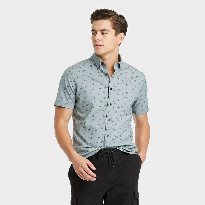 Men's Slim Fit Stretch Poplin Short Sleeve Button-Down Shirt - Goodfellow & Co™ | Target