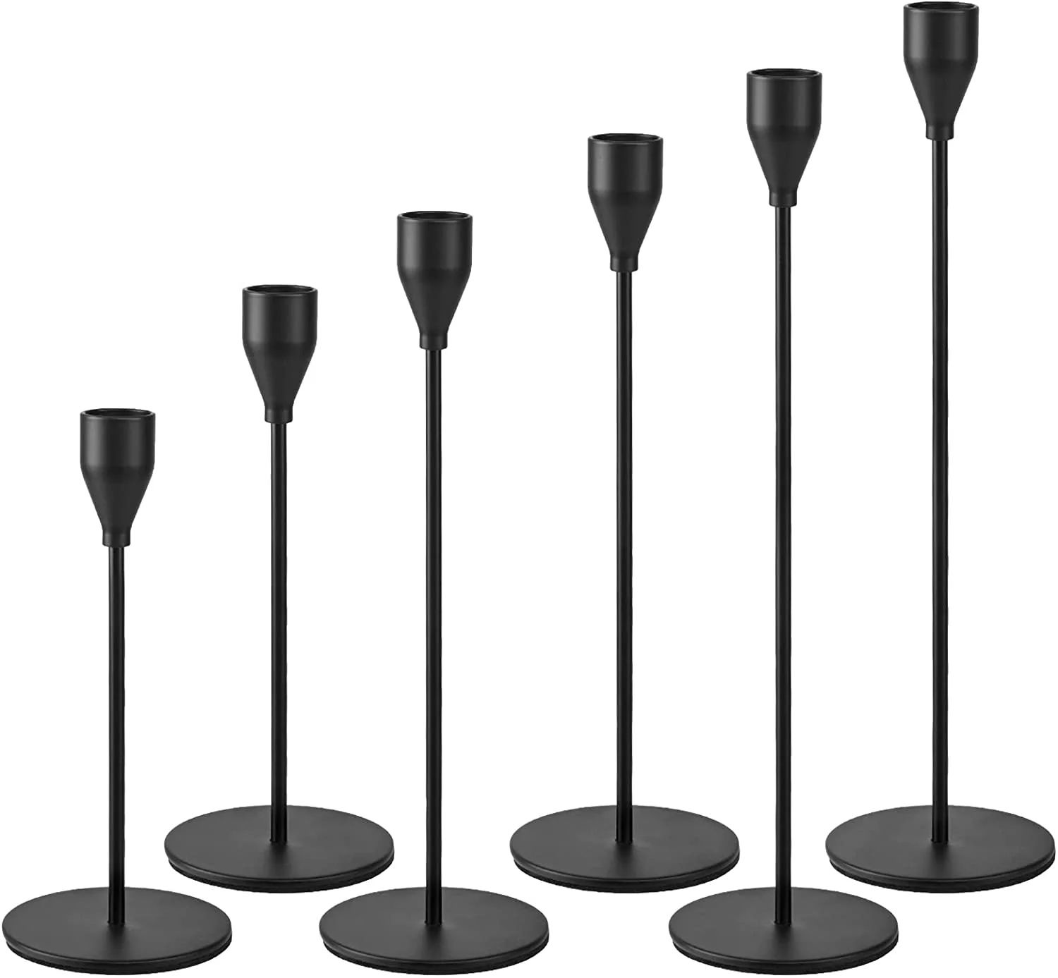 Matte Black Candle Holders Set of 6 for Taper Candles, Decorative Candle Holder Fits 3/4 inch Thi... | Walmart (US)