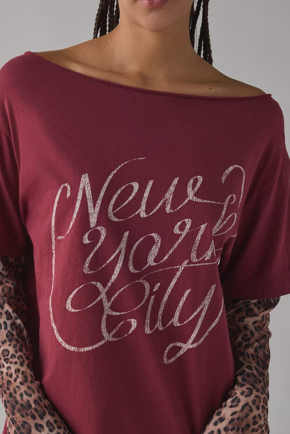 NYC Graphic Layered Leopard Print Long Sleeve Tee | Urban Outfitters (US and RoW)