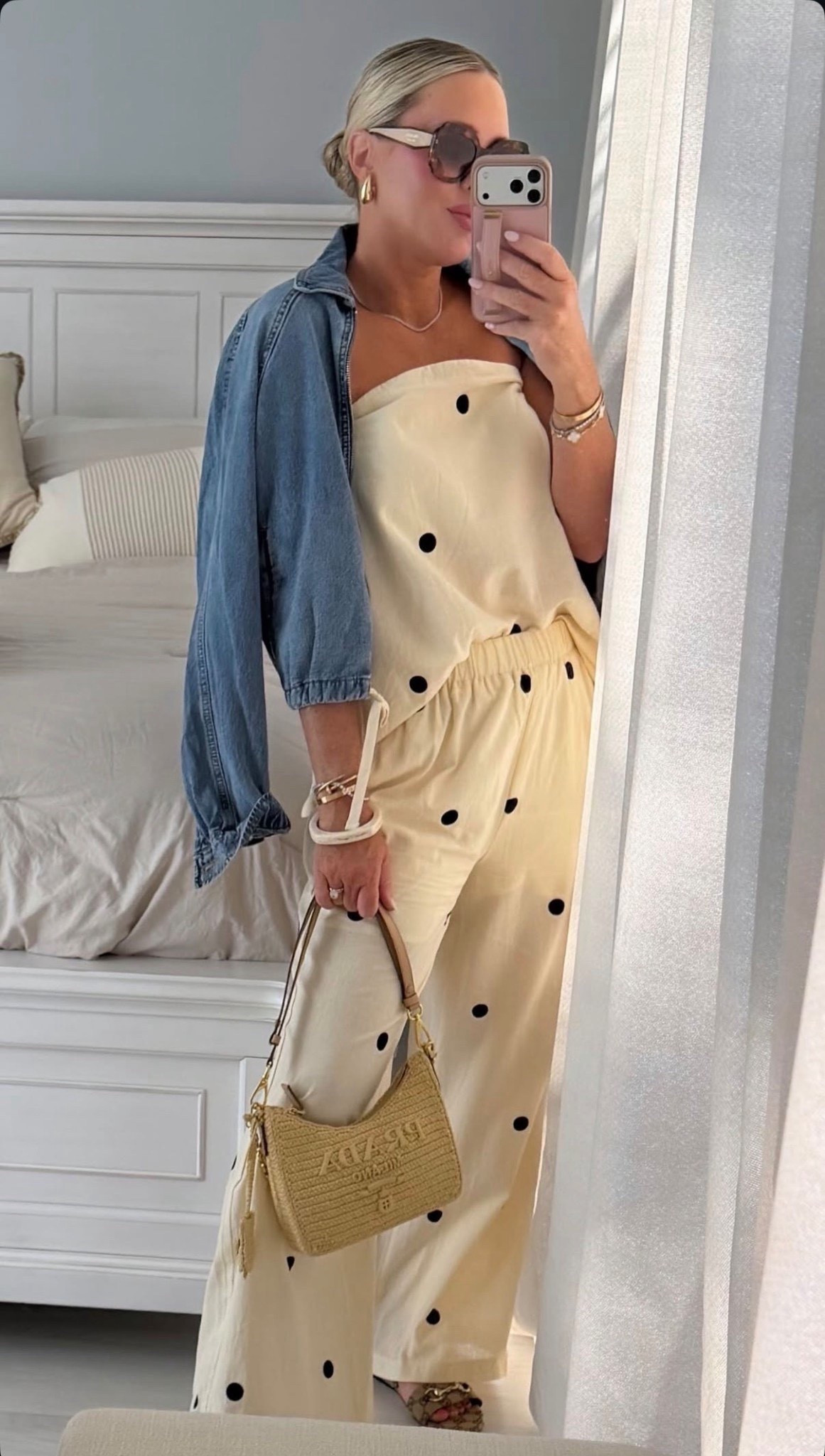 My polka dot set is from Amazon! Im wearing a medium in the apricot. Also comes in plain options! So cute! 

Spring set. Spring outfit. Matching set. Polka dot set. Denim jacket. 

#LTKootd #LTKSeasonal