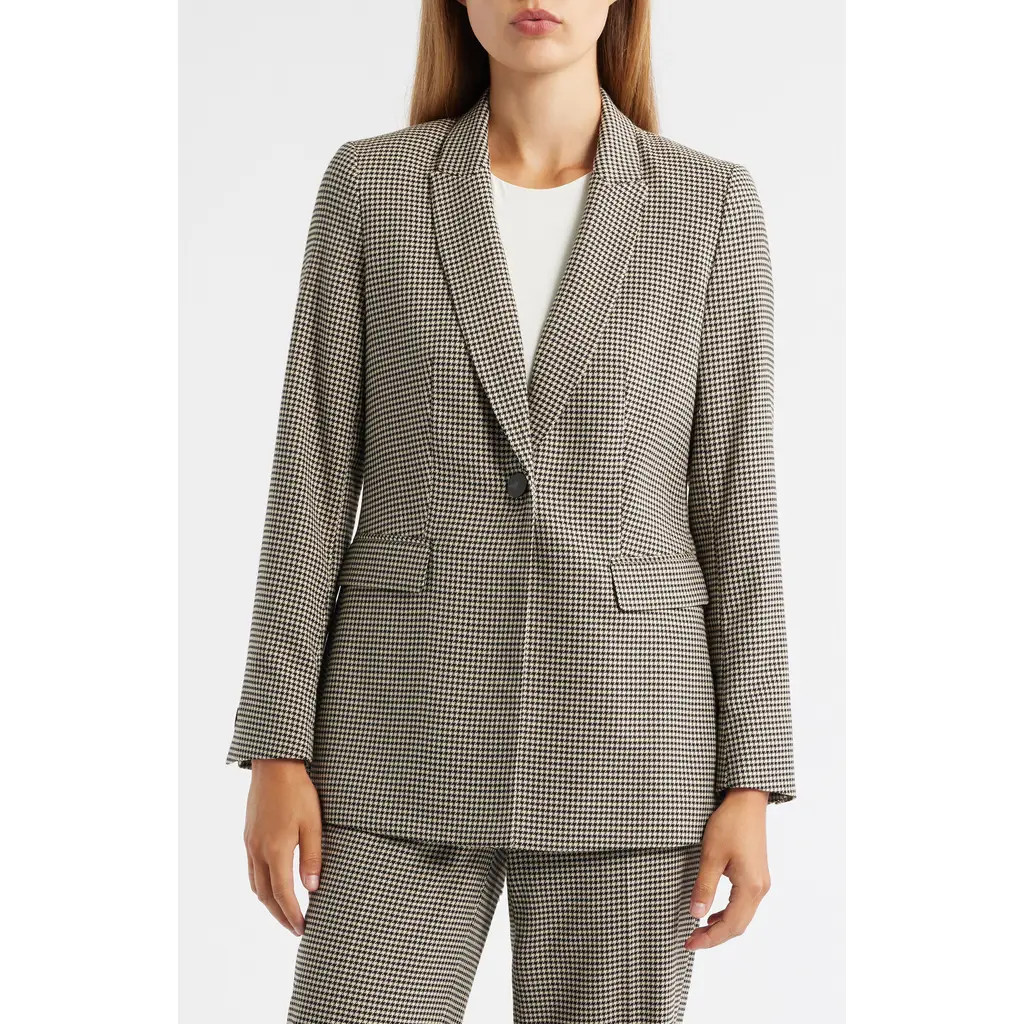 Anne Klein Herringbone One-Button Blazer in Anne Black Multi at Nordstrom, Size 6 | Nordstrom